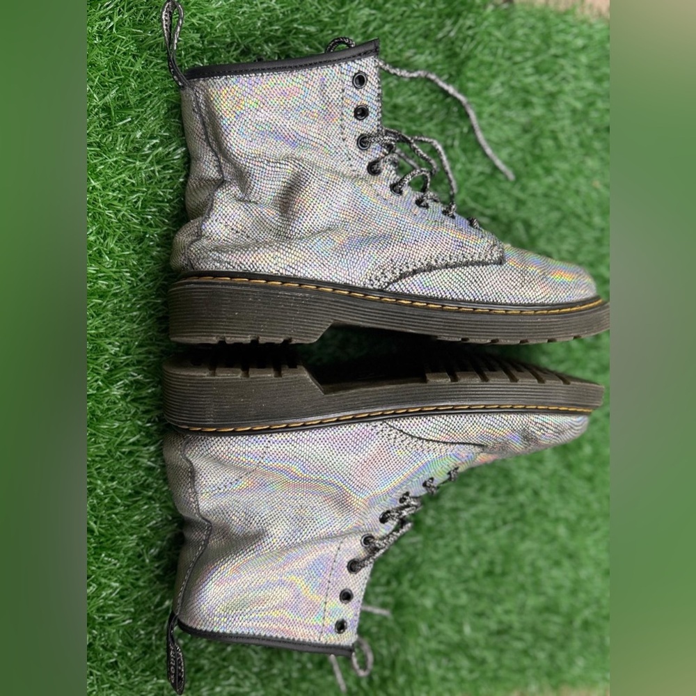 Dr. Martens Silver Unisex Combat Boots Size M-4 W-5